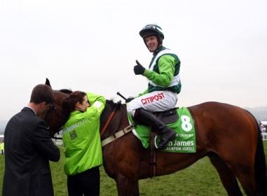 Rock On Ruby came within a whisker of causing a big upset on day one of the Grand National meeting